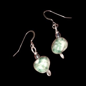 925 Solid Sterling Silver Hooks Moss Tree Agate Earrings Gemstone KATTA Handmade